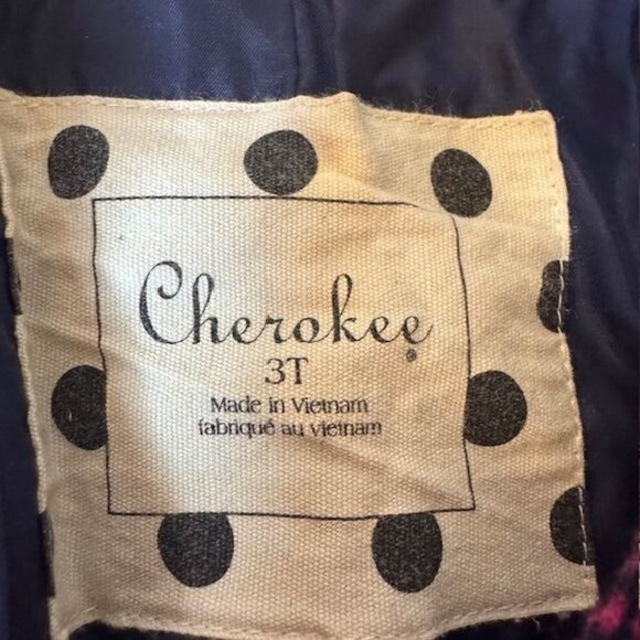 Cherokee Girls 3T Pink & Purple Faux Fur Collar Button-Up Coat - Picture 5 of 8